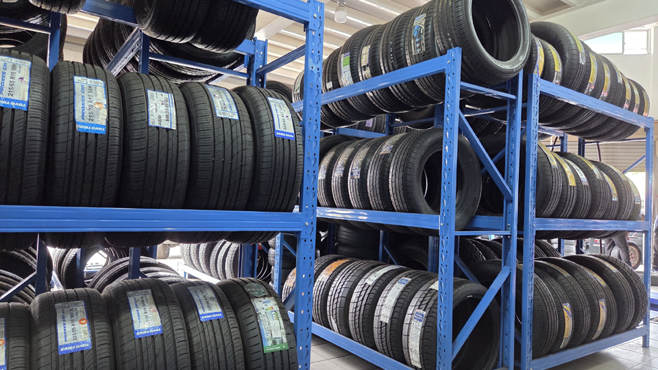 Tyres at a tyre shop